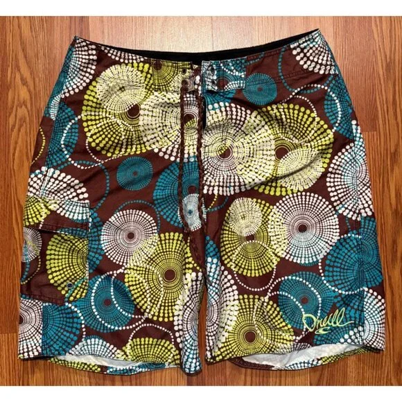 O'Neill Board Shorts Mens 34 9" Geometric Circles Swim Trunks - Picture 1 of 6